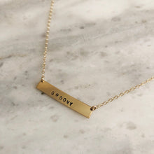 Custom Handstamped Name Plate Necklace in 14k Gold