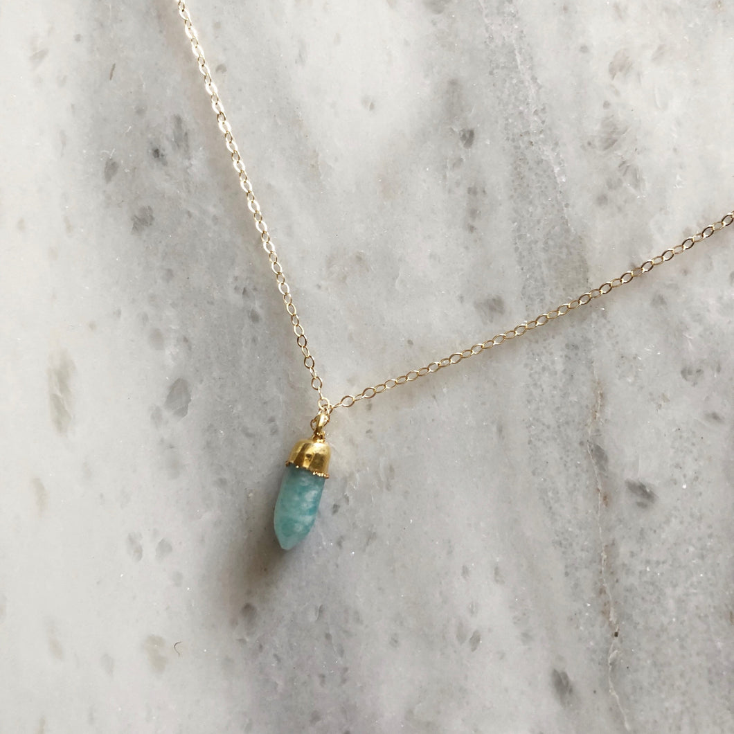Creative Stone Necklace in 14k Gold