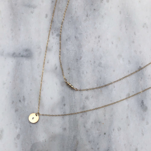Initial Necklace SET in 14k Gold