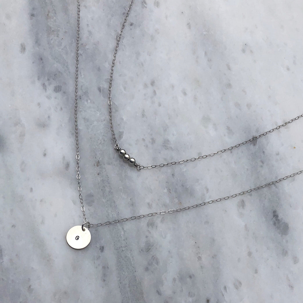 Initial Necklace SET in Sterling Silver