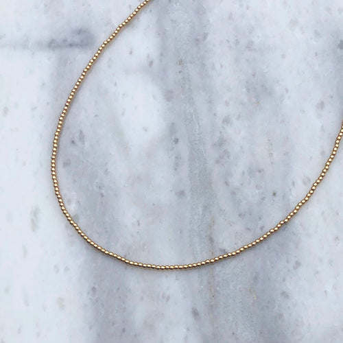 Simple Beaded Necklace in 14k Gold