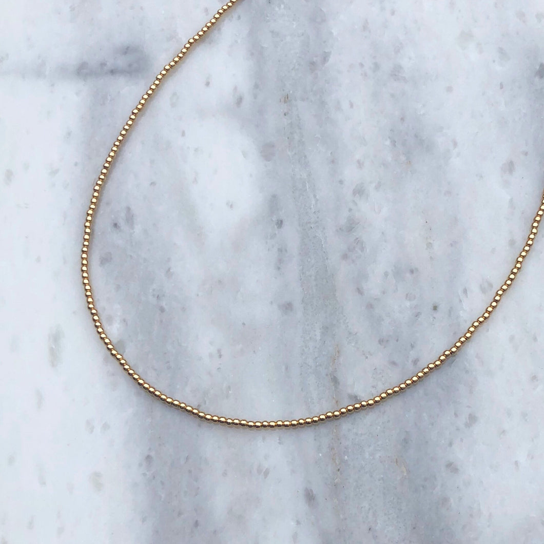 Simple Beaded Necklace in 14k Gold